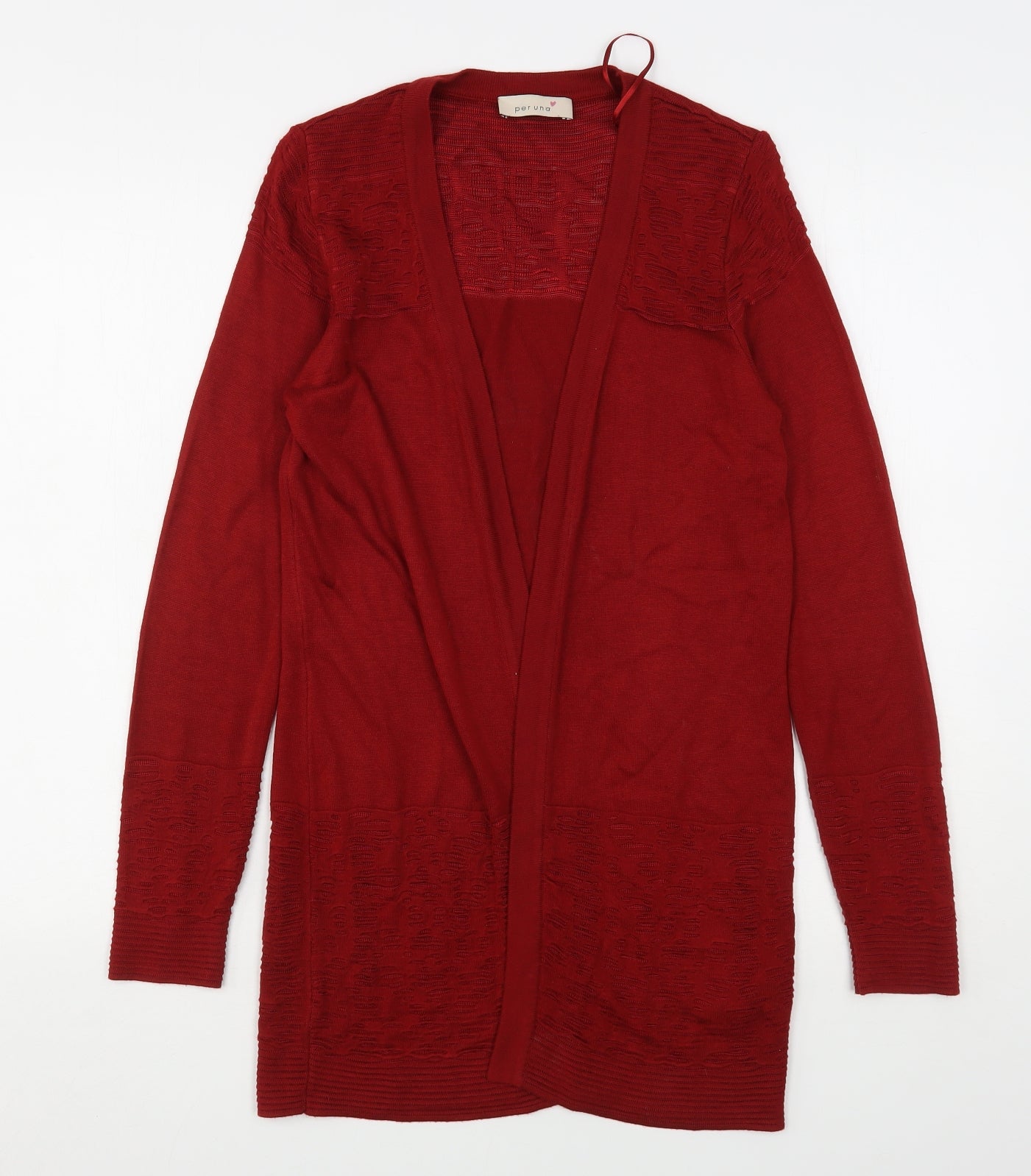 Per Una  Womens Red V-Neck  Viscose Cardigan Jumper Size 8