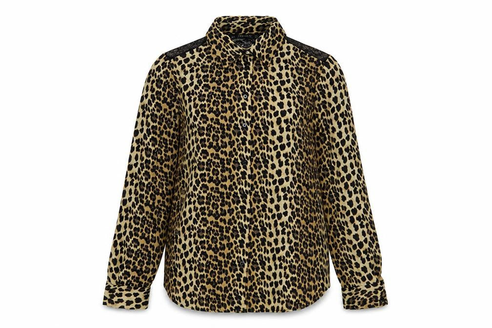 Zara Womens Multicoloured Animal Print Polyester Basic Button-Up Size S Collared