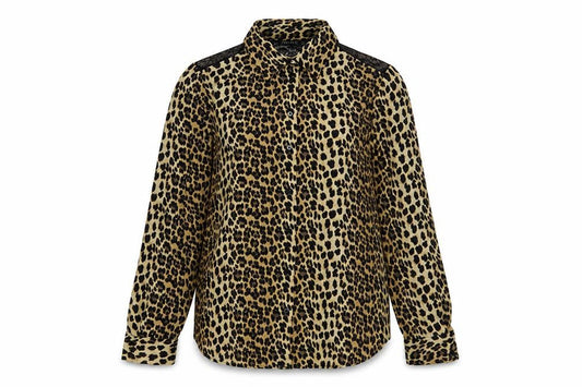 Zara Womens Multicoloured Animal Print Polyester Basic Button-Up Size S Collared
