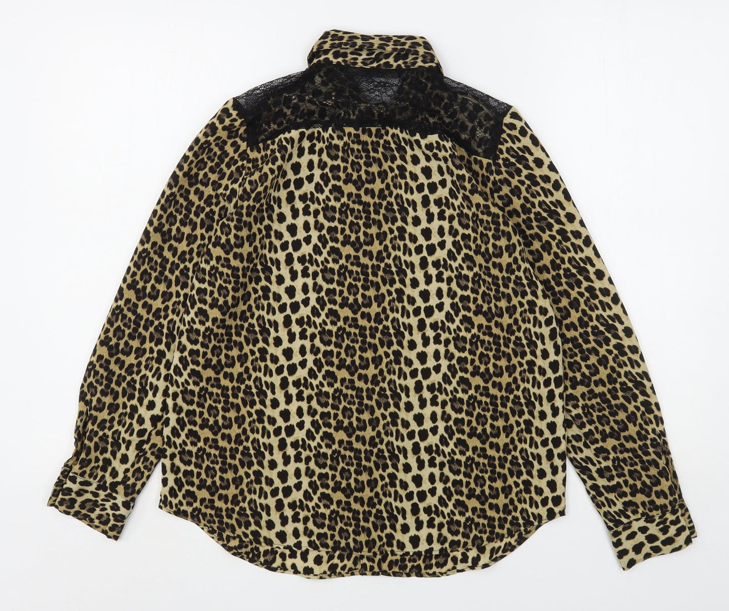 Zara Womens Multicoloured Animal Print Polyester Basic Button-Up Size S Collared