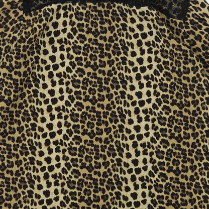 Zara Womens Multicoloured Animal Print Polyester Basic Button-Up Size S Collared
