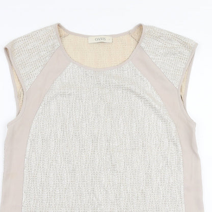 Oasis Womens Gold  Polyester Basic Blouse Size S Round Neck