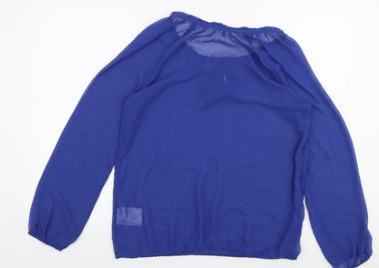 ESPRIT Womens Blue  Polyester Basic Blouse Size 14 Round Neck