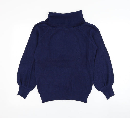 L.C.2 Womens Blue Roll Neck  Viscose Pullover Jumper Size S