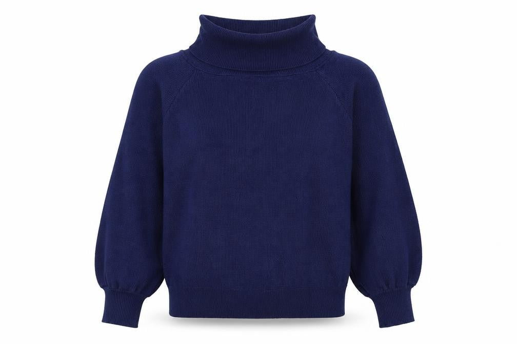 L.C.2 Womens Blue Roll Neck  Viscose Pullover Jumper Size S