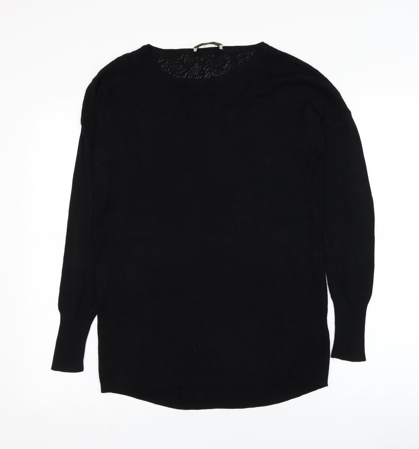 Oasis Womens Black Round Neck  Viscose Pullover Jumper Size S