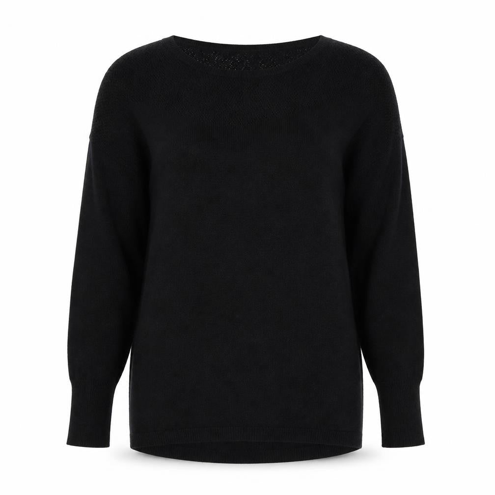 Oasis Womens Black Round Neck  Viscose Pullover Jumper Size S