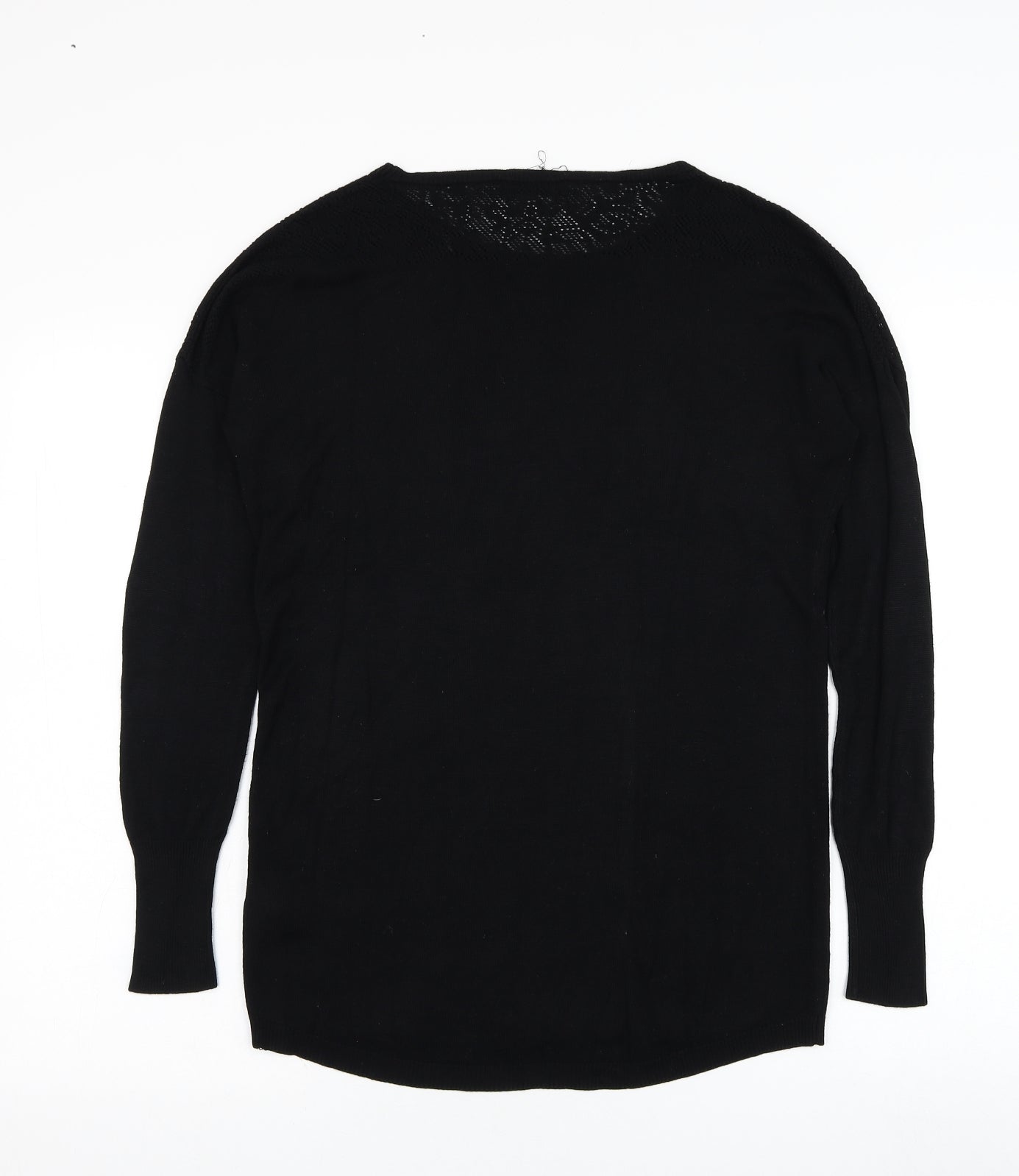 Oasis Womens Black Round Neck  Viscose Pullover Jumper Size S