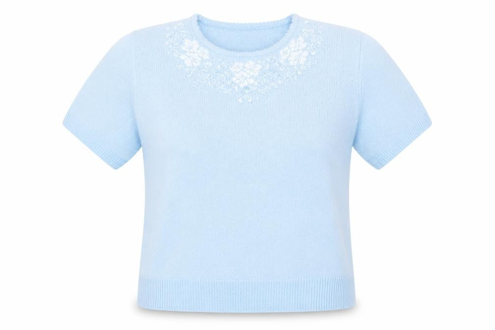 Berkertex Womens Blue  Acrylic Basic T-Shirt Size 14 Round Neck - 14/16