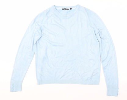 Mia Moda Womens Blue Round Neck  Acrylic Pullover Jumper Size L