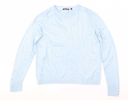 Mia Moda Womens Blue Round Neck  Acrylic Pullover Jumper Size L