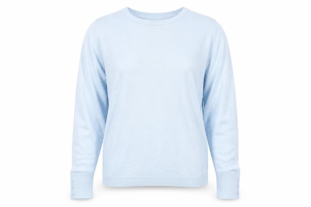 Mia Moda Womens Blue Round Neck  Acrylic Pullover Jumper Size L