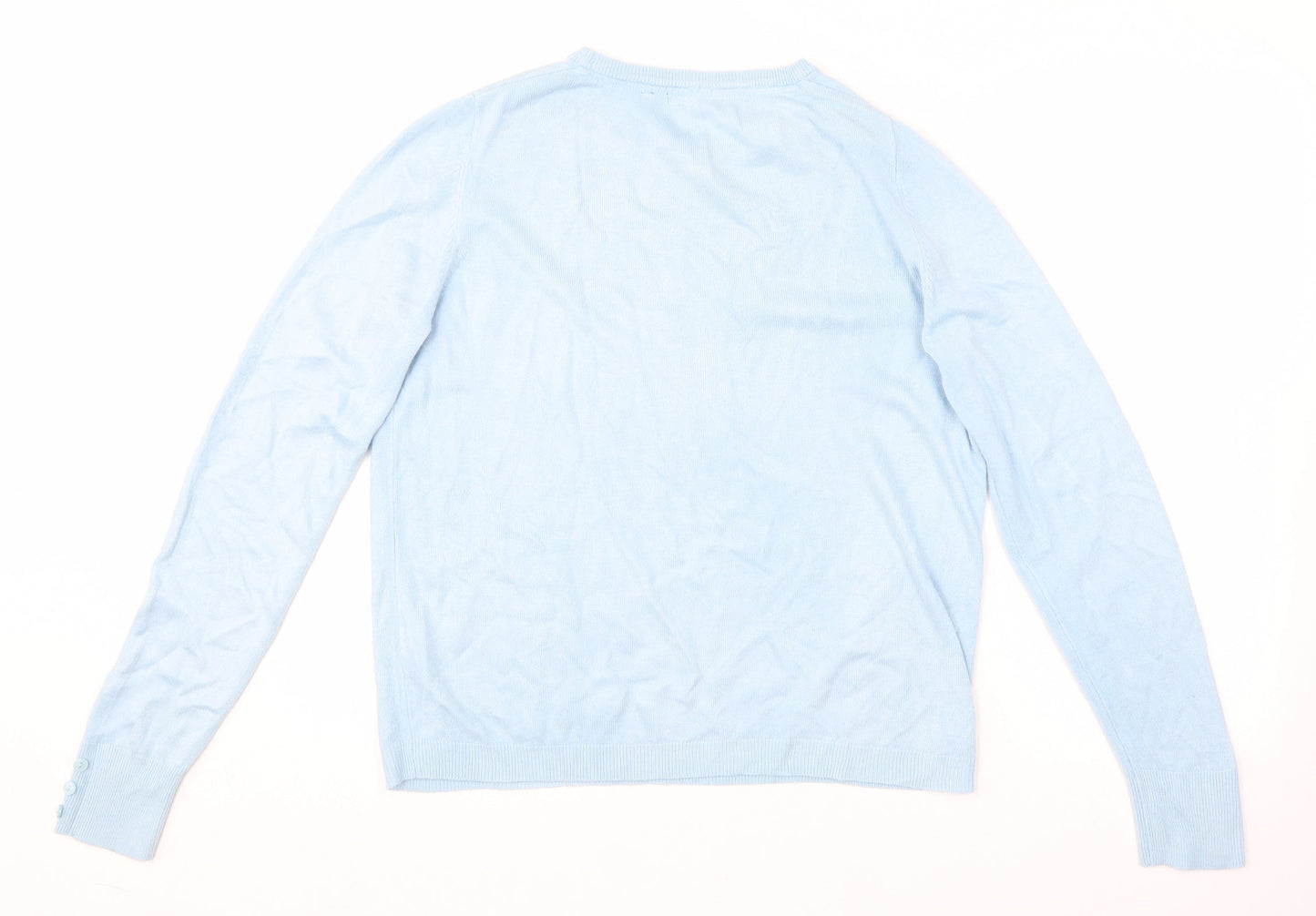 Mia Moda Womens Blue Round Neck  Acrylic Pullover Jumper Size L