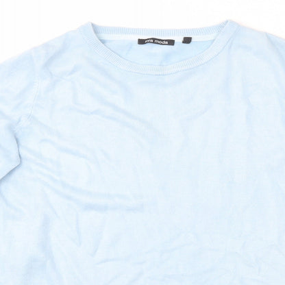 Mia Moda Womens Blue Round Neck  Acrylic Pullover Jumper Size L