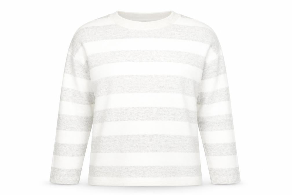 F&F Womens Grey Round Neck Striped Polyester Pullover Jumper Size 10