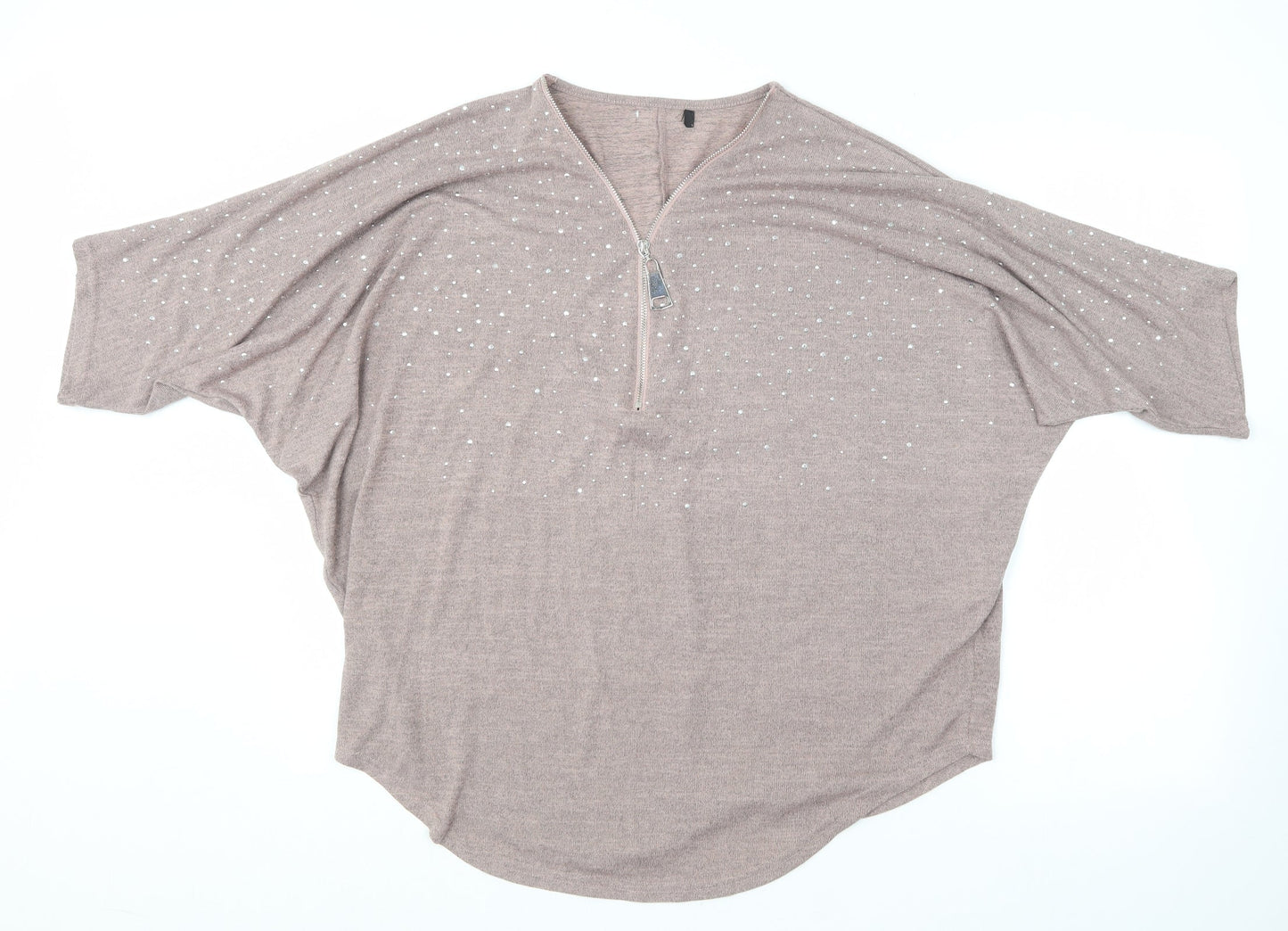 Preworn Womens Purple  Polyester Basic T-Shirt Size M V-Neck