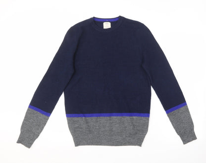 Marks & Spencer Mens Blue Round Neck  Polyester Pullover Jumper Size S