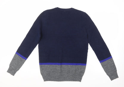 Marks & Spencer Mens Blue Round Neck  Polyester Pullover Jumper Size S