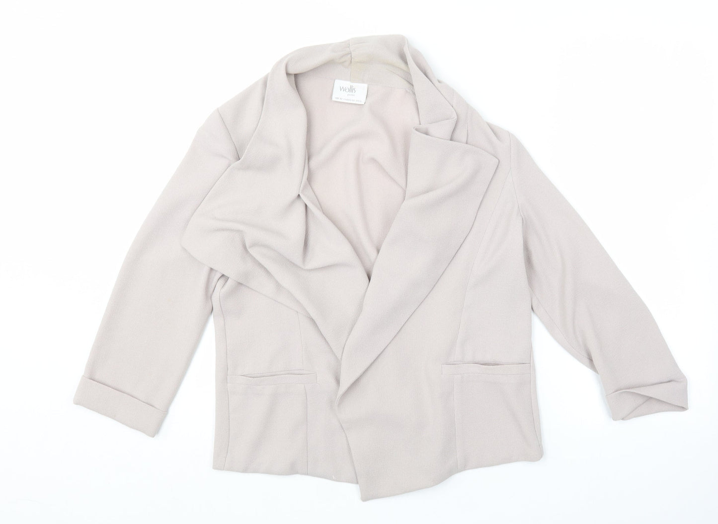 Wallis Womens Beige V-Neck  Polyester Cardigan Jumper Size 12