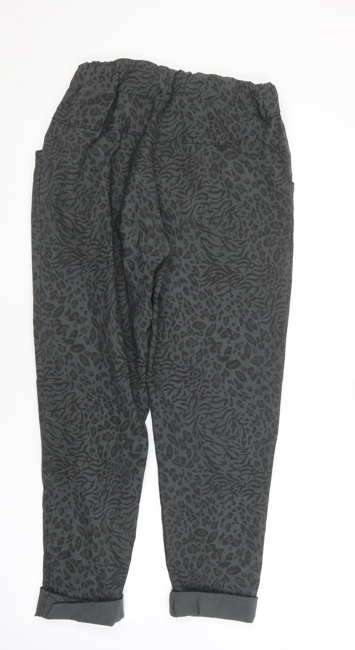 Preworn Womens Green Animal Print Nylon Chino Trousers Size 10 L25 in Regular