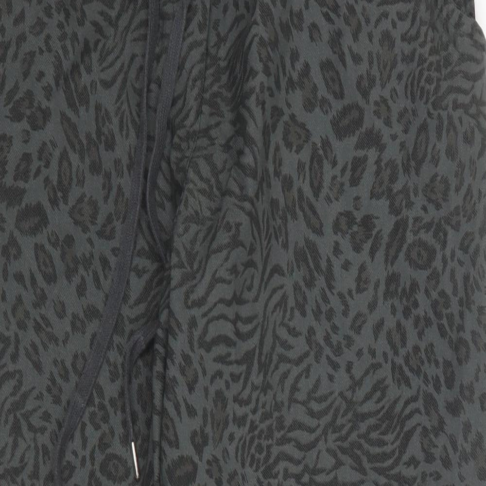 Preworn Womens Green Animal Print Nylon Chino Trousers Size 10 L25 in Regular