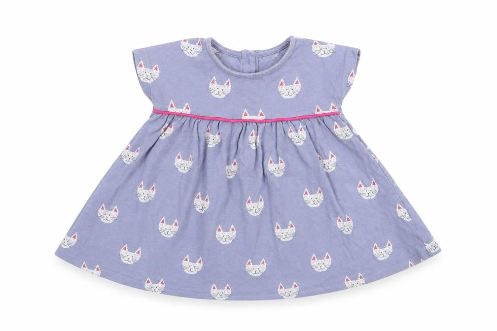 John Lewis Girls Purple Geometric 100% Cotton A-Line  Size 3-6 Months  Crew Neck Pullover - Cat