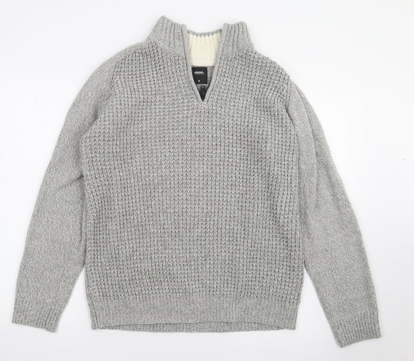 Burton Mens Grey High Neck  Acrylic Pullover Jumper Size M