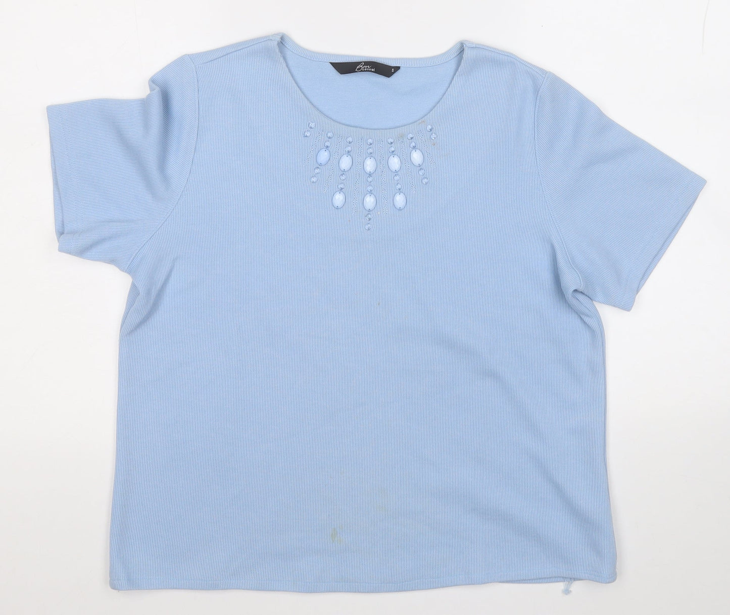 BM Womens Blue Round Neck  Polyester Pullover Jumper Size S
