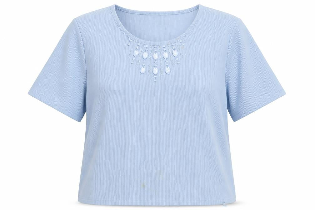 Bonmarché Womens Blue Round Neck Polyester Pullover Jumper Size S