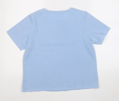 Bonmarché Womens Blue Round Neck Polyester Pullover Jumper Size S