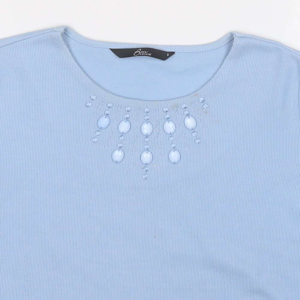 BM Womens Blue Round Neck  Polyester Pullover Jumper Size S