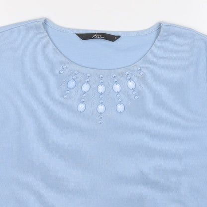 Bonmarché Womens Blue Round Neck Polyester Pullover Jumper Size S