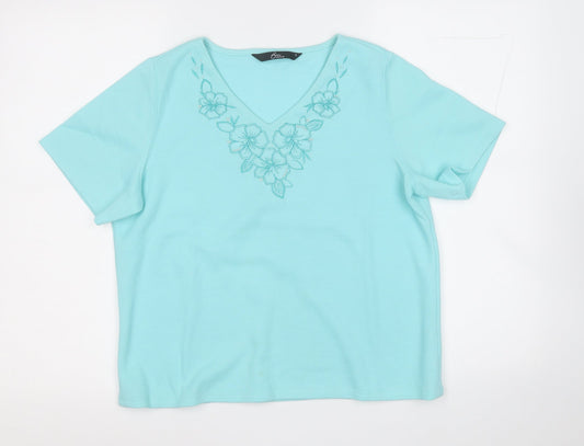 BM Womens Blue V-Neck  Polyester Pullover Jumper Size S