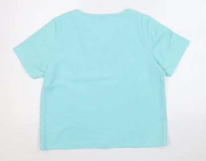Bonmarché Womens Blue V-Neck Polyester Pullover Jumper Size S