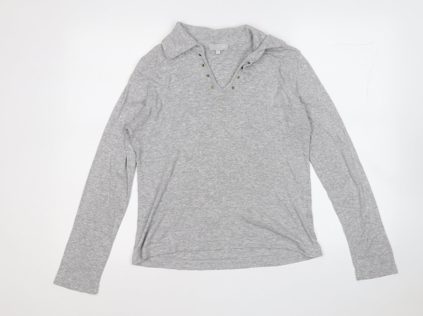 JFW Womens Grey V-Neck  Acrylic Pullover Jumper Size 14