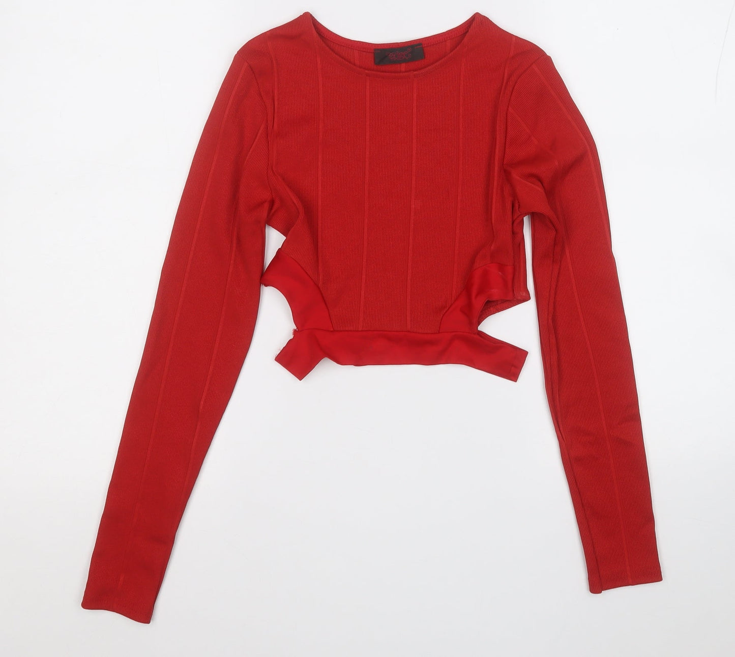 Preworn Womens Red Round Neck  Polyester Pullover Jumper Size 8