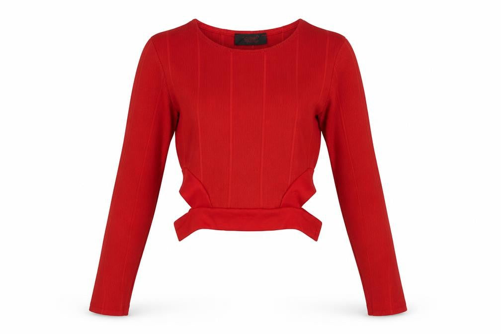 Preworn Womens Red Round Neck  Polyester Pullover Jumper Size 8