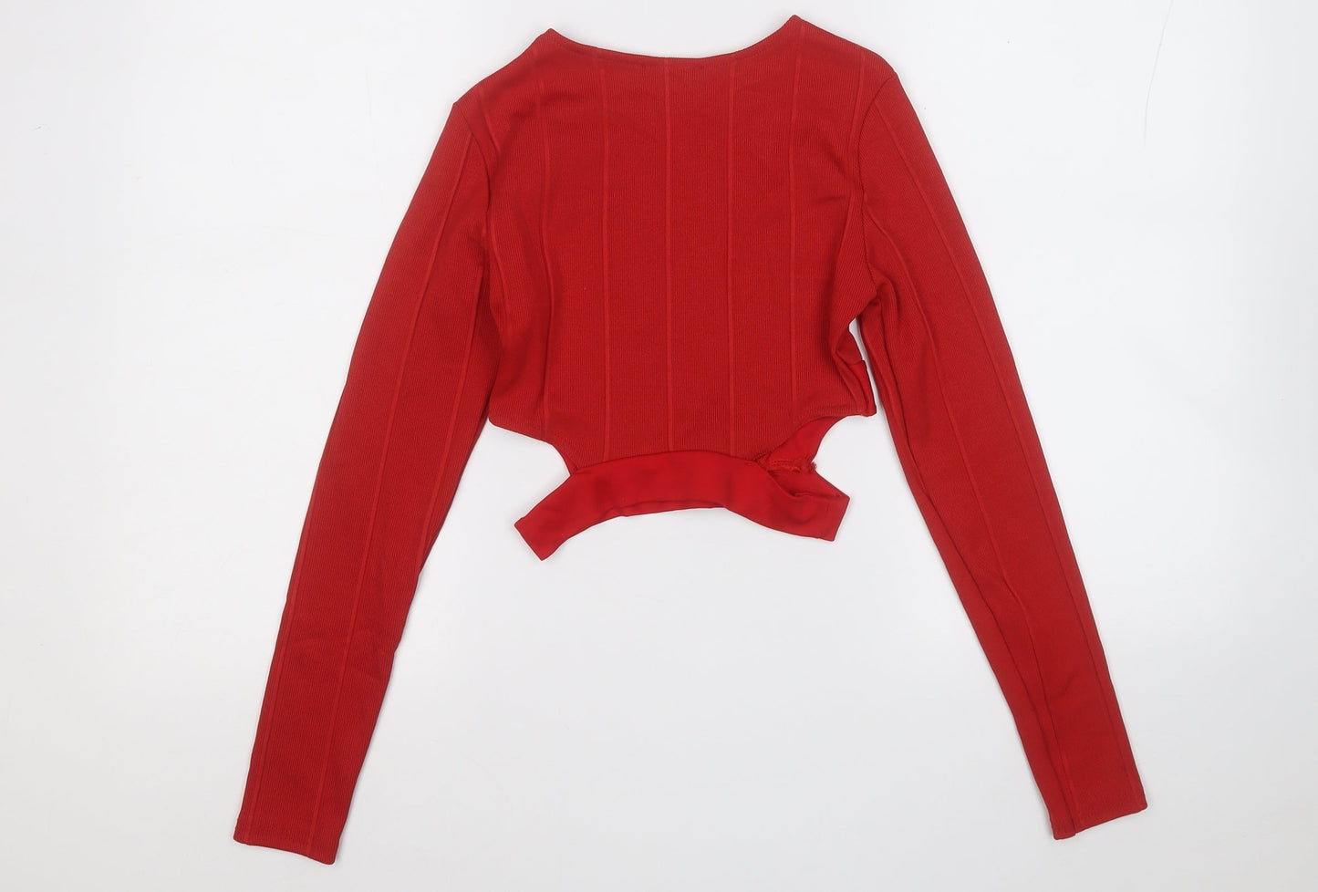 Preworn Womens Red Round Neck  Polyester Pullover Jumper Size 8