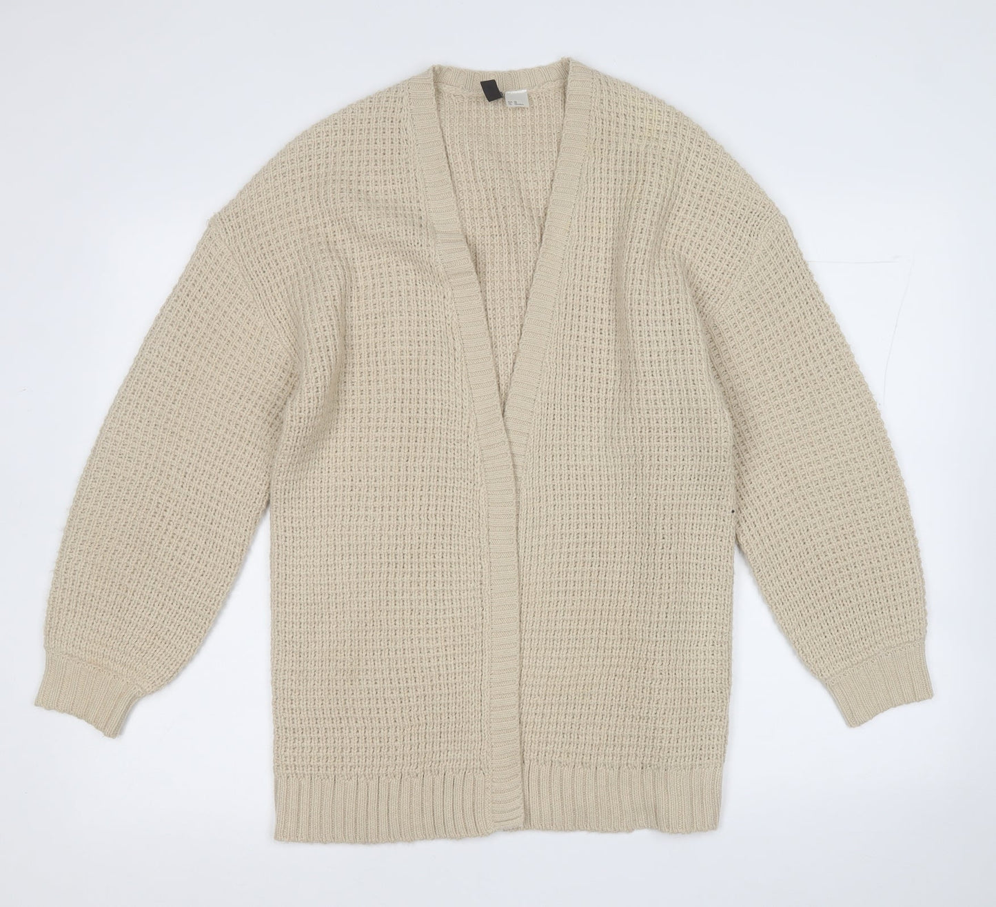 Divided Womens Beige V-Neck  Acrylic Cardigan Jumper Size XS