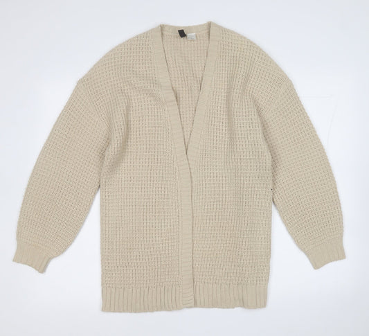 Divided Womens Beige V-Neck  Acrylic Cardigan Jumper Size XS