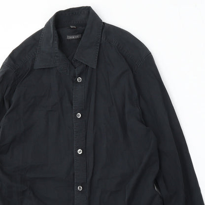 Mexx Mens Black  Polyester  Button-Up Size S Collared Button