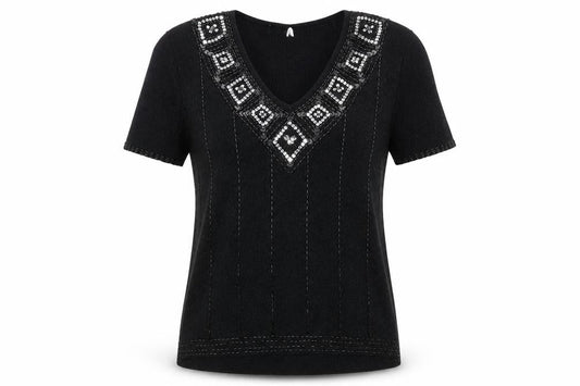 Berkertex Womens Black V-Neck  Acrylic Pullover Jumper Size 14