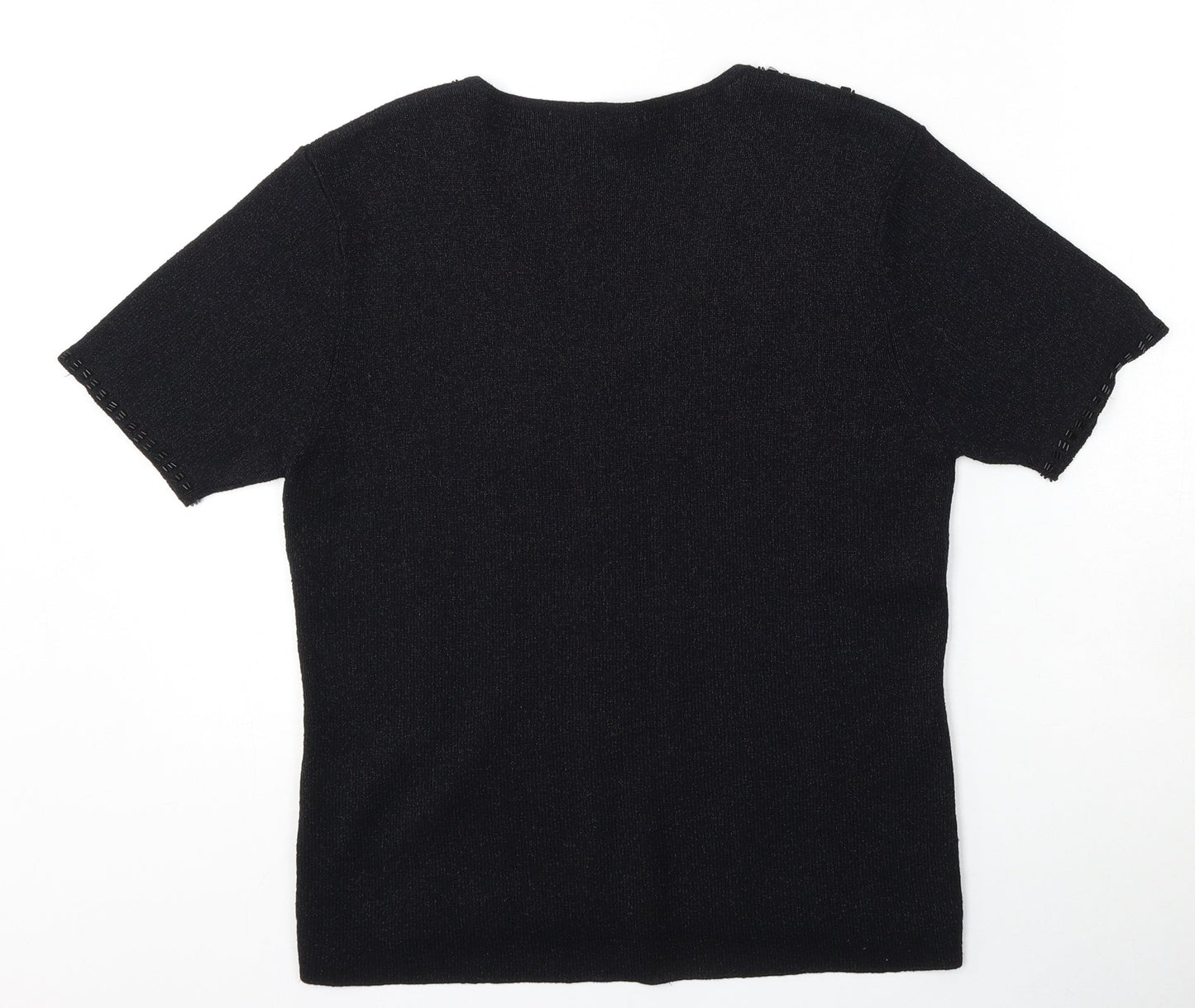 Berkertex Womens Black V-Neck  Acrylic Pullover Jumper Size 14