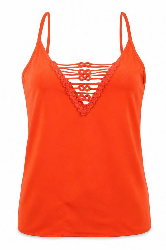 River Island Womens Orange  Viscose Camisole Blouse Size 8 Round Neck