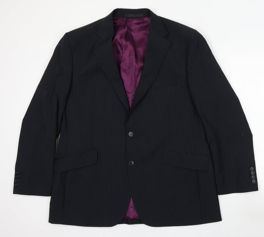 Marks and Spencer Mens Blue Striped Wool Jacket Suit Size M