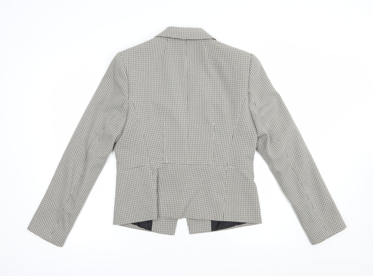 Marks & Spencer Womens Beige Houndstooth  Jacket Blazer Size 10  Button