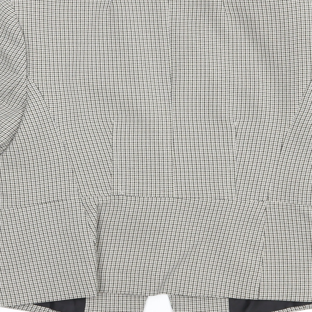 Marks & Spencer Womens Beige Houndstooth  Jacket Blazer Size 10  Button