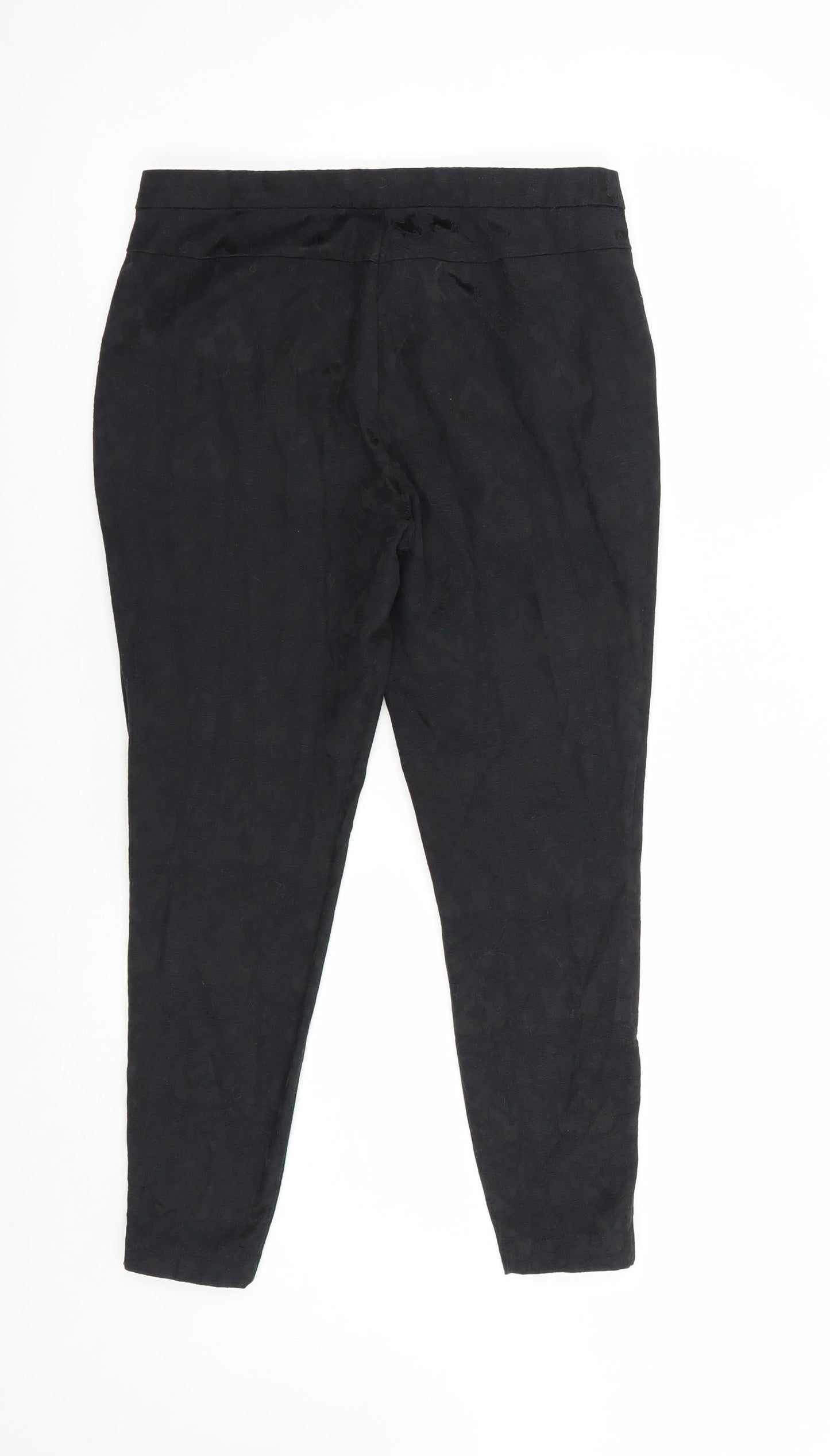 New Look Womens Black Floral Cotton Dress Pants Trousers Size 10 L25 in Regular Hook & Loop