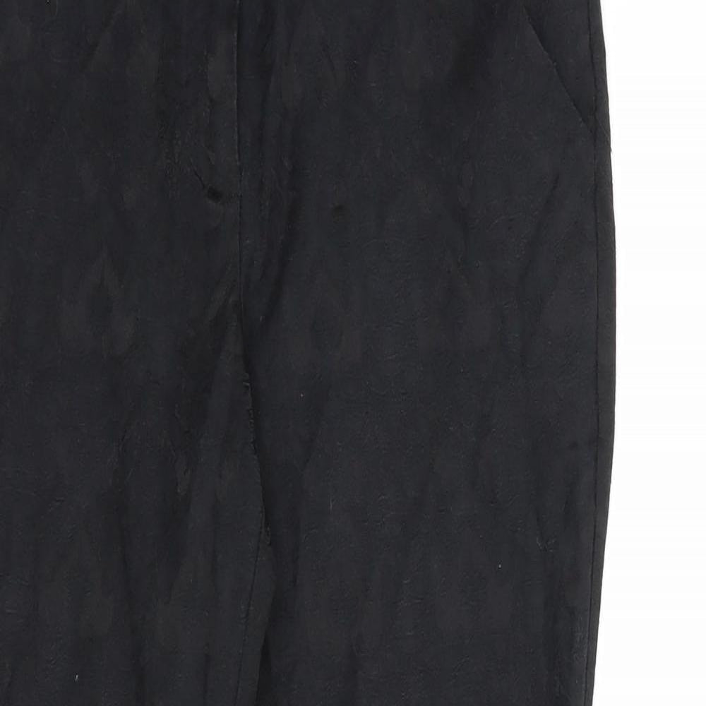 New Look Womens Black Floral Cotton Dress Pants Trousers Size 10 L25 in Regular Hook & Loop