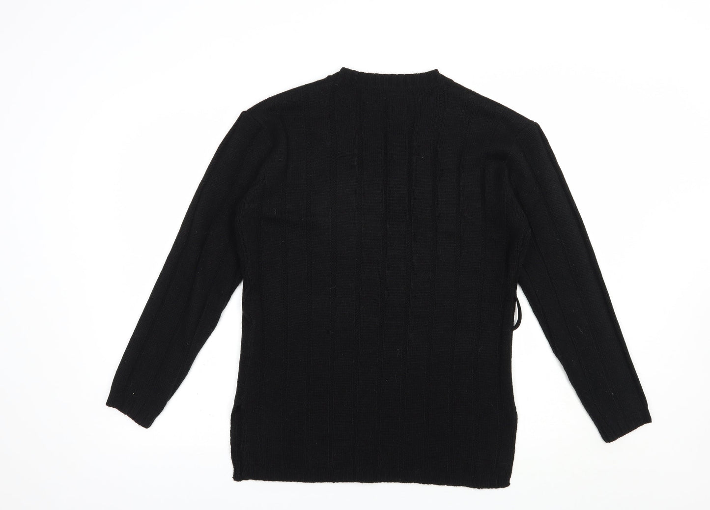 PRETTYLITTLETHING Womens Black V-Neck  Acrylic Pullover Jumper Size S